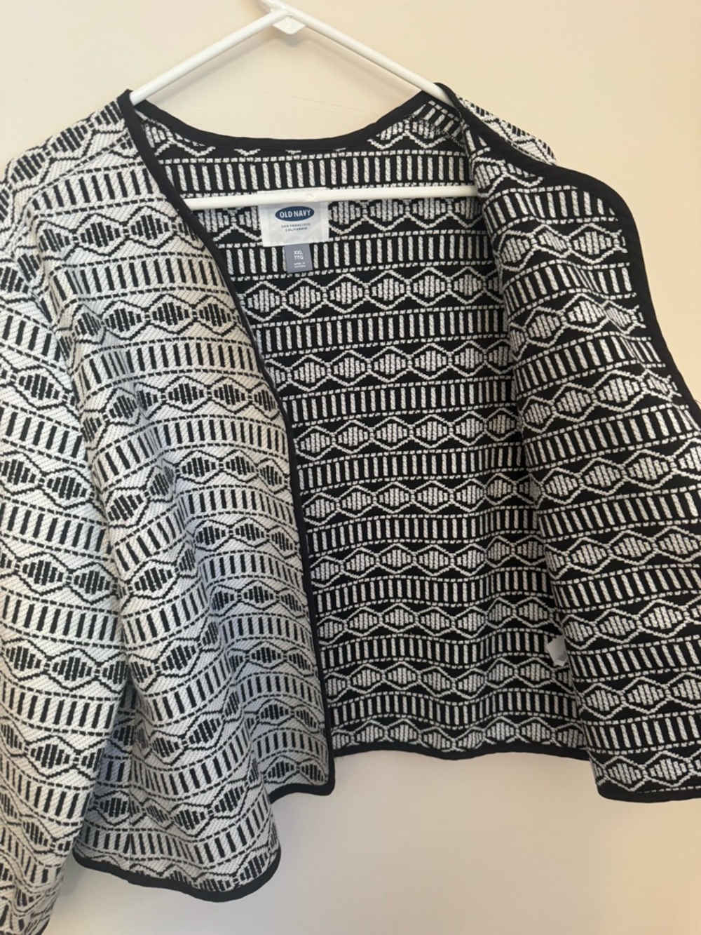 Old Navy Black & White Jacquard Open Front Jacket Women’s Size XXL NWT - Picture 4 of 7